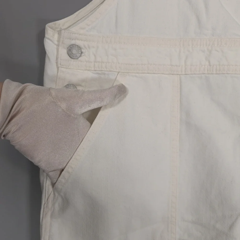 NWT MADEWELL Women’s Denim Oversized Carpenter Shortalls Raw Hem Tile‎ White XXL